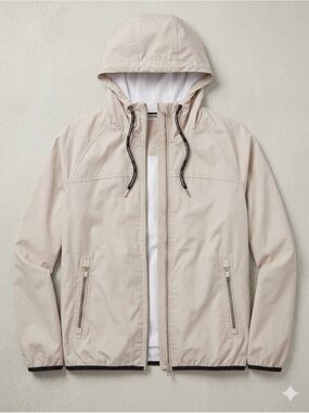 Calvin Klein Performance Hooded Windbreaker Jacket - Lt Beige Sz S
